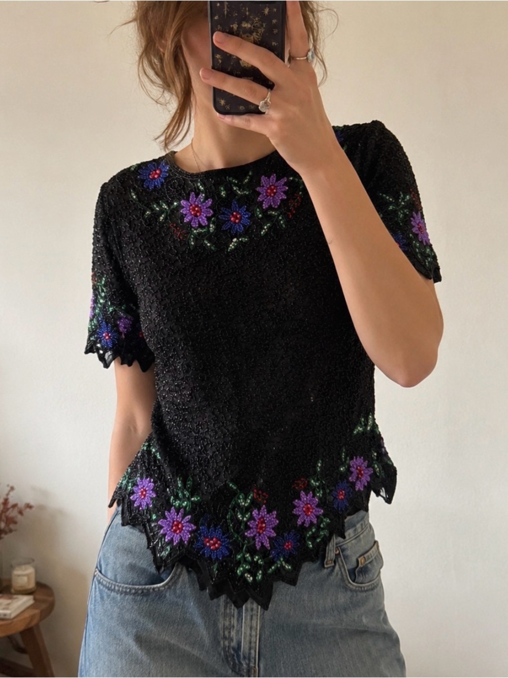 Vintage hand beaded blouse